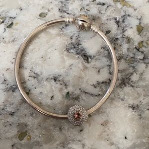 Pandora Bangle Bracelet With Charm 6.7 size